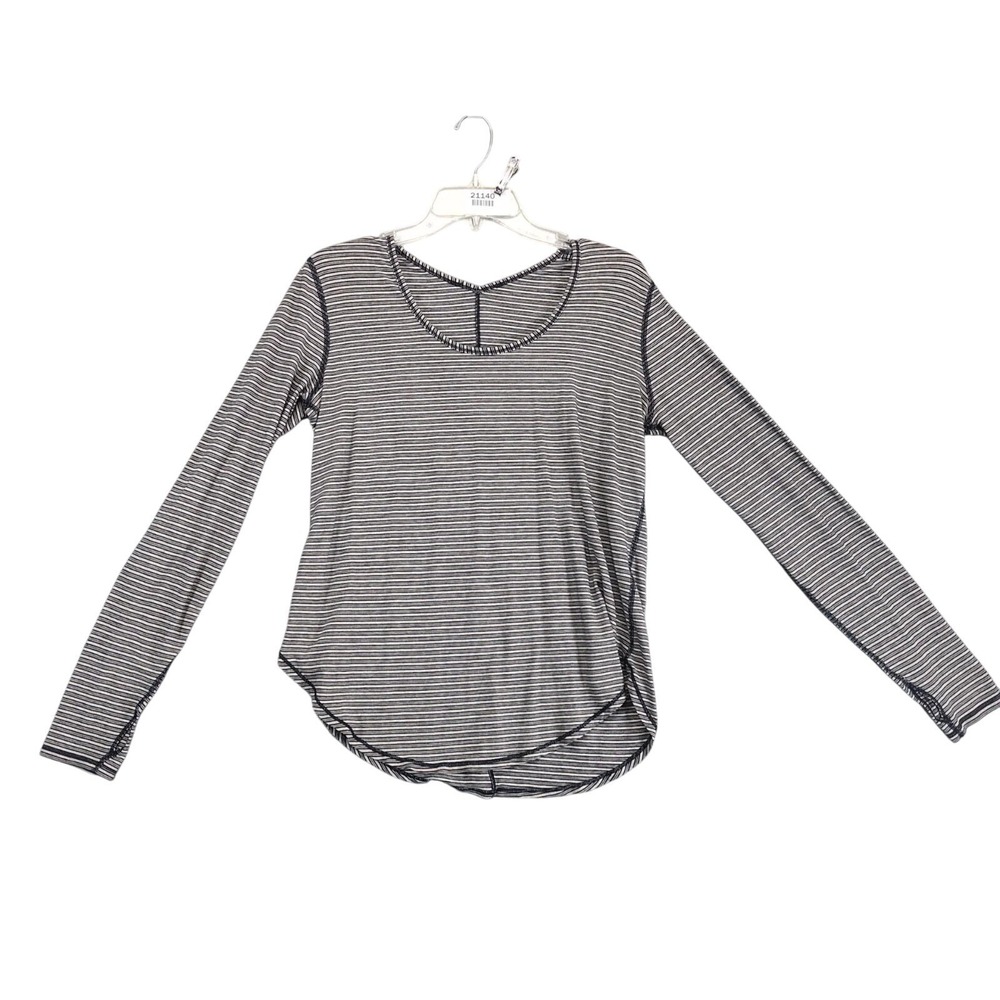 Lululemon Swiftly-Style Striped Long Sleeve Run Top Women's M Thumbholes Sporty